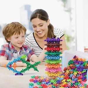 Child Plastic Multicolor Snowflake Assembling Building Blocks Educational Toys - Picture 1 of 17