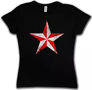 CAMISETA DE MUJER ESTRELLA NÁUTICA ROJA Y BLANCA DE COLECCIÓN - Tatuaje Stern Rockabilly Sailor - Imagen 1 de 2