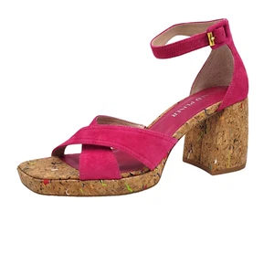 Donald Pliner Heeled Sandals Size 8.5 Pink Magenta Ankle Strap Block Heel Trista - Picture 1 of 12