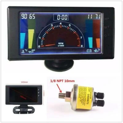 Medidor automático digital LCD multiusos 6 en 1 LED medidor de presión de aceite accesorios para automóvil Foto 1 de 4