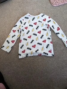 Boys Justice League Long Sleeve T Shirt Age 5-6 From George Superhero Pullover - Picture 1 of 5