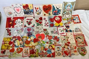 47 Stck. Vintage Valentinstag Grußkarten LOT Kinder kitschig anthropomorph gebraucht - Bild 1 von 22