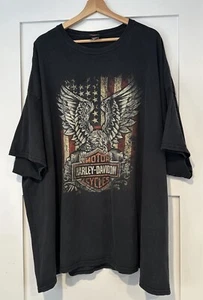 Harley Davidson Mens 5XL Wisconsin Double Sided Black T Shirt Oconomowoc Eagle - Picture 1 of 6