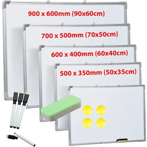 MAGNETIC WHITEBOARD SMALL LARGE WHITE BOARD DRY WIPE NOTICE OFFICE SCHOOL HOME - Picture 1 of 5