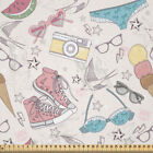 Teen Room Fabric by yard satin Summer Graphic