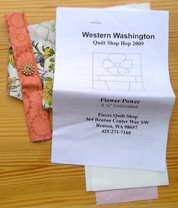 Flower Power Quilt Square Pattern 8½" Western Washington Quilt Shop Hop 2009 - Picture 1 of 6