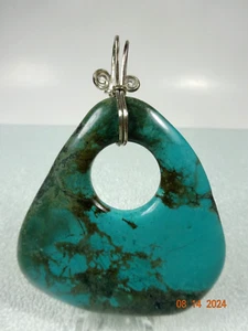Turquoise Gemstone Sterling Silver 1 PC Beautiful Pendant 3 5/8" x 2 3/4" - Picture 1 of 7