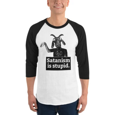 Christian T Tee Shirt-Satanism is Stupid-Truth-Jesus Christ-Witness-Bible-WWJD - Image 1 of 4