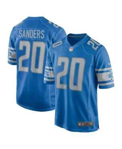 Men's Barry Sanders Blue Detroit Lions Game Retired Player Jersey NWOT SZ XL - Picture 1 of 5