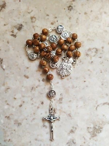 ROSARIO DI SAN GIUSEPPE 7 POSTE IN LEGNO DI ULIVO, 37CM PRODUZIONE ARTIGIANALE - Imagen 1 de 4