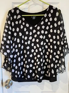 New Directions Black Polka Dot Blouse With Camisole Size Medium - Picture 1 of 9