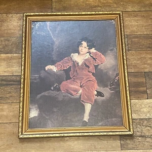 Vintage Master Lambton Red Boy Print In Ornate Gold Frame by Sir Thomas Lawrence - Picture 1 of 12