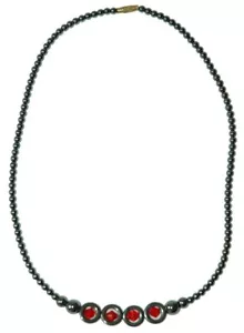 Beautiful Hematite Necklace With Colored Bead Inlays - FREE Shipping! - Picture 1 of 8