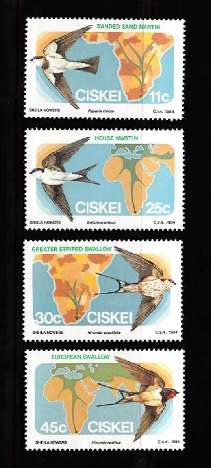 CISKEI SC# 73-76 MIGRATORY BIRDS AND MAPS - MNH - Image 1 of 1