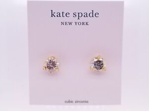 Kate Spade Earrings Gold Plated Rose Patin Rise And Shine Cubic Zirconia Stud
