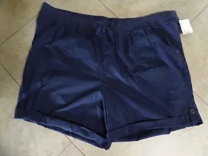 Juniper & Lime Woman's size 3X Navy Stretch Drawstring Waist Roll Tab Leg Shorts - Picture 1 of 5