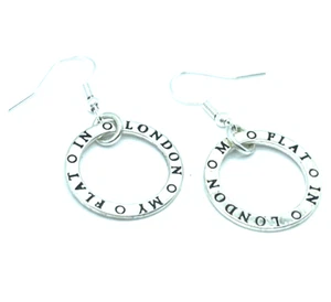 Pendientes de plata personalizados Brighton My Flat In London círculos brillantes con aros redondos - Imagen 1 de 6