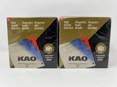 NUEVO/SELLADO 2 PAQUETES DE 10 DISCOS KAO 3.5" ALTA DENSIDAD MF2HD MACINTOSH FORMATEADO Foto 1 de 4