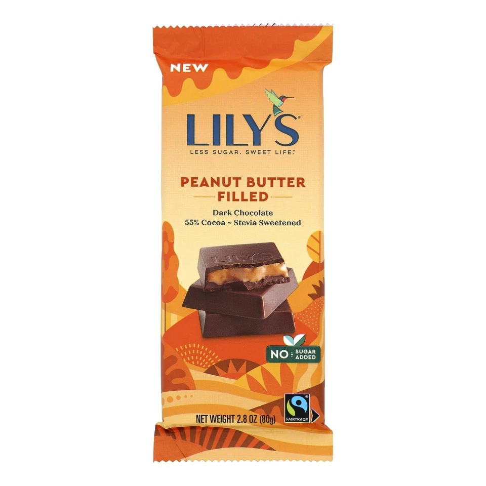 Lily'S Dark Chocolate Peanut Butter Filled Bar 2.8 Oz Pack Of 4