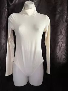 Mangopop Women’s High Neck Long Sleeve Bodysuit. XS White - Picture 1 of 5
