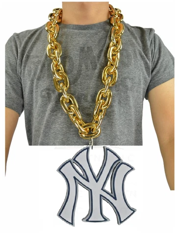New MLB New York Yankees Gold Fan Chain Necklace Foam Cover