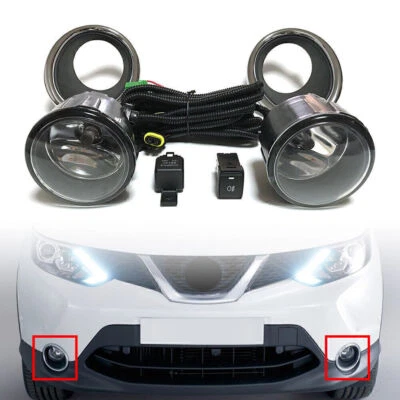 For Nissan QASHQAI J11 2014-2017 Pair Fog Light Lamp+Wiring+Switch Kit - Imagen 1 de 4