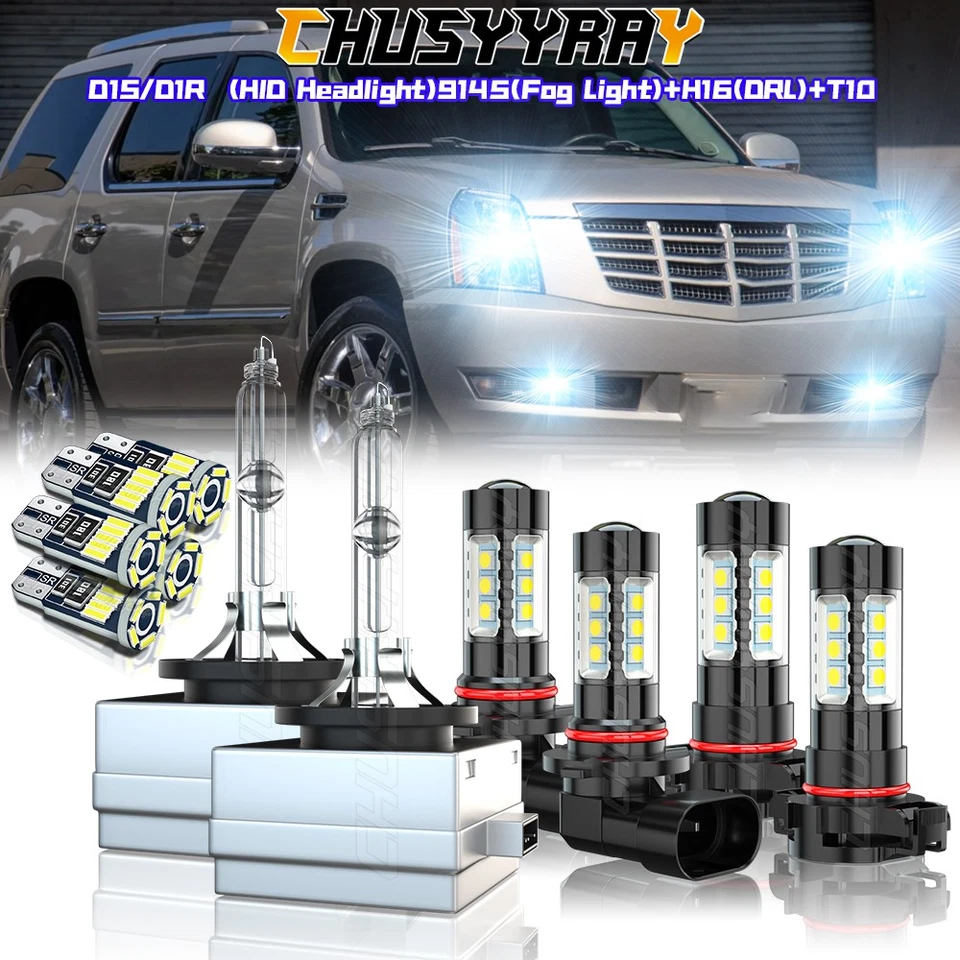 Kit de lâmpadas LED/HID para Cadillac Escalade 2007-14 farol neblina direção DRL - Imagem 1 de 4