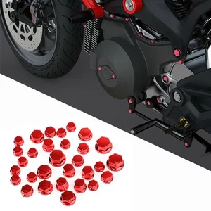 Fit For Most Mofa Socket Screw Covers Hexagon Left Motorcycle Red Accessories - Picture 1 of 7