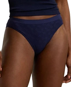 Lauren Ralph Lauren Women's Monogram Mesh Jacquard Bikini Brief Underwear Navy M - Picture 1 of 6