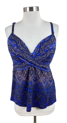 Traje de baño Miraclesuit NUEVO Thebes Allura Tankini Top Talla 14 Azul Twist Front Foto 1 de 4
