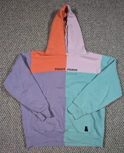 Teddy Fresh Sweatshirt Herren L Color Block Hoodie Blau Pullover Kordelzug - Bild 1 von 11
