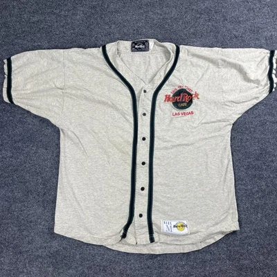 Camisa de béisbol Hard Rock Café Vegas para hombre gris medio verde abotonada vintage Foto 1 de 4