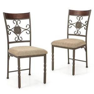 Set of 2 Dining Room Chairs w/ Seat Cushion & Adjustable Foot Pads for Home - Picture 1 of 9