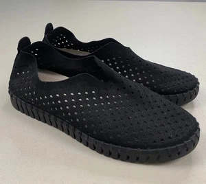 Ilse Jacobsen Tulip Slipper Damengröße 5,5 schwarz/schwarz Leder flache Schuhe perfekt - Bild 1 von 11