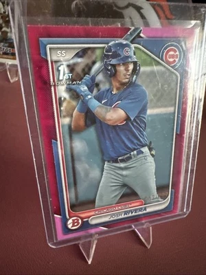 2024 Bowman Josh Rivera 1st Bowman #BP-115 Fuchsia Paper Parallel /299 Cubs - Image 1 of 2