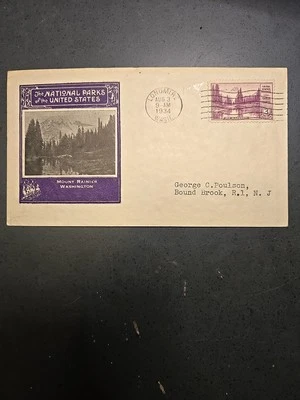 National Parks FDC, Mount Rainier, Washington, Scott # 742, AUG 3, 1934, Cachet - Image 1 of 2