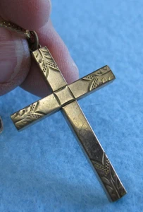 Vintage Gold gefüllt graviert Kreuz Anhänger 16" GF Kette, Christentum, religiös - Bild 1 von 9