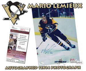 MARIO LEMIEUX firmato PITTSBURGH PENGUINS FOTO D'EPOCA 11X14 - JSA #I84509 - Foto 1 di 1