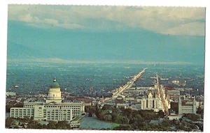 State CAPITOL Building SALT LAKE CITY Night View Utah Postcard UT Aerial View - Picture 1 of 2