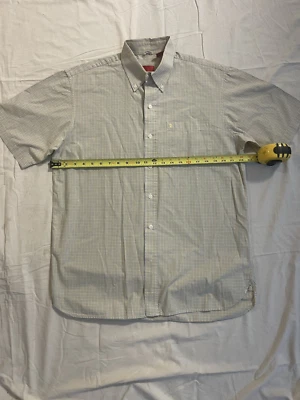IZOD, Short Sleeve Button Up, Men's Size Medium, Yellow/Blue Plaid, 100% Cotton - Image 1 of 4