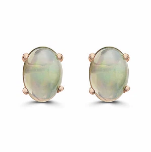 Birthstone 14K Rose Gold Oval Neopolitan Opal 0.80 cts Pushback Stud Earrings - Picture 1 of 5