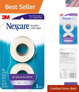 Super Strong Cloth Medical Tape - 1 In x 10 Yds, 2 Rolls, Flexible & Breathable - Picture 1 of 15