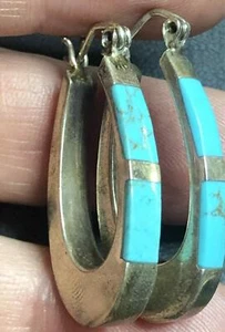 5617 Sterling Silber signierte CFJ 925 Türkis Träne Leverback Ohrringe 6,3 g - Bild 1 von 4