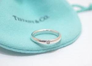 Tiffany & Co. Sterlingsilber Elsa Peretti 1P Diamant Bandring 6" - Bild 1 von 6