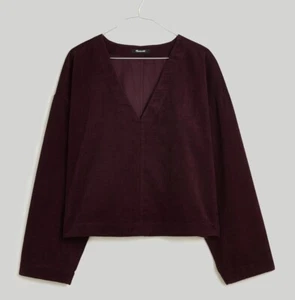 Madewell Waffelstrick Relaxed V-Ausschnitt Top weinrot Gr. Medium neu ohne Etikett - Bild 1 von 8