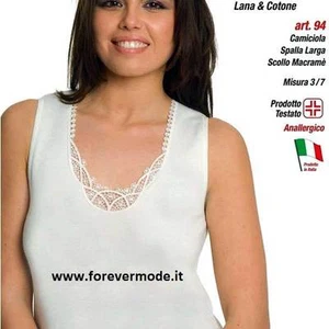 3 Canotte donna Leable spalla larga,cotone sulla pelle lana fuori e pizzo art 94 - Picture 1 of 1