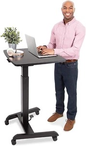 Multifunctional Mobile Podium Desk | Portable Sit to Stand Lectern with Pneumati - Picture 1 of 12