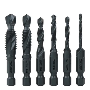 6X HSS Hex Shank Tap Drill Bits Metric Thread Screw Compound Tapping Set Tool - Picture 1 of 12