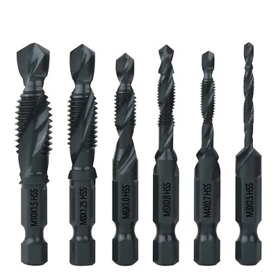 6X HSS Hex Shank Tap Drill Bits Metric Thread Screw Compound Tapping Set Tool - Image 1 of 4