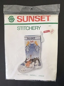 Vintage Sunset The Little Shepherd Angels Bethlehem Crewel Stocking Kit 2031 NOS - Bild 1 von 8